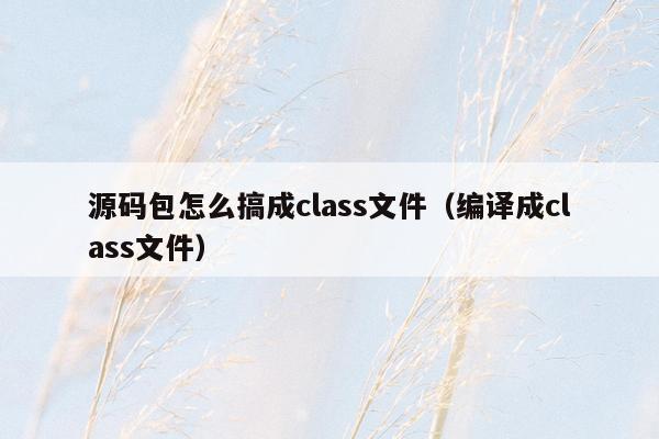 源码包怎么搞成class文件（编译成class文件）