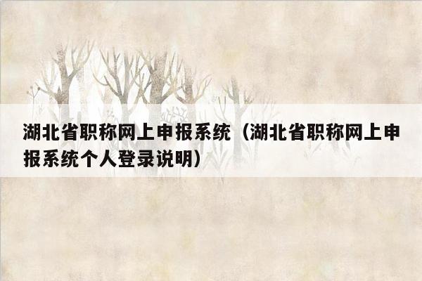 湖北省职称网上申报系统（湖北省职称网上申报系统个人登录说明）