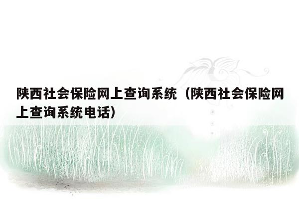 陕西社会保险网上查询系统（陕西社会保险网上查询系统电话）