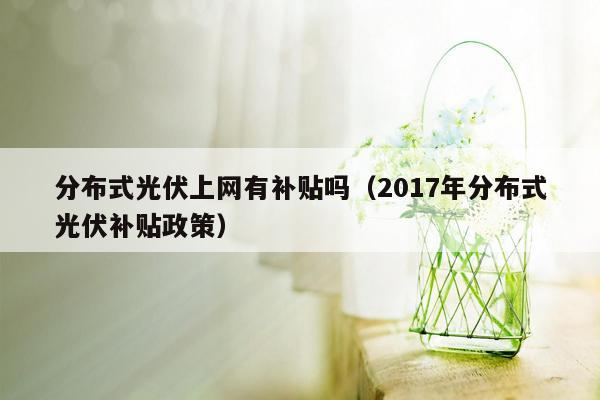 分布式光伏上网有补贴吗（2017年分布式光伏补贴政策）