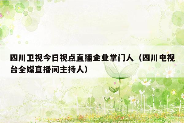 四川卫视今日视点直播企业掌门人（四川电视台全媒直播间主持人）