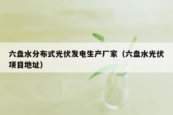 六盘水分布式光伏发电生产厂家（六盘水光伏项目地址）