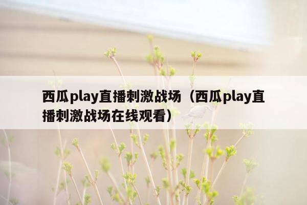 西瓜play直播刺激战场（西瓜play直播刺激战场在线观看）