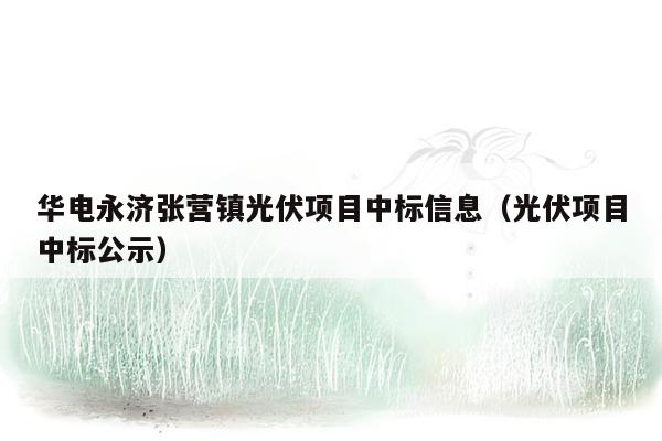 华电永济张营镇光伏项目中标信息（光伏项目中标公示）