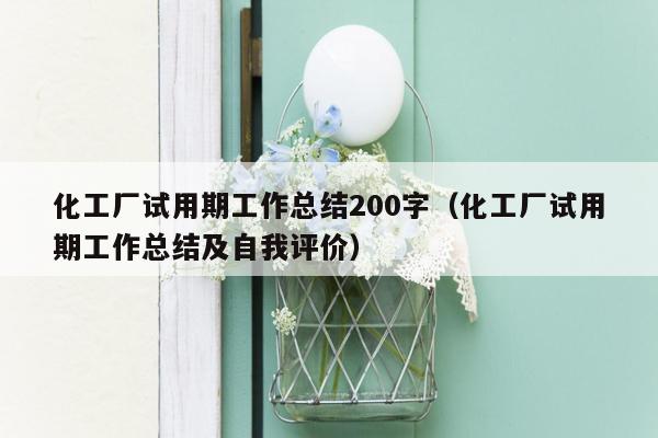 化工厂试用期工作总结200字（化工厂试用期工作总结及自我评价）