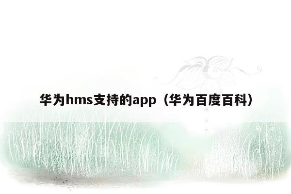 华为hms支持的app（华为百度百科）