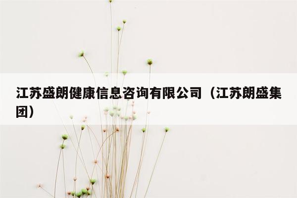 江苏盛朗健康信息咨询有限公司（江苏朗盛集团）